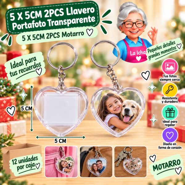 RI-0008276 5 X 5CM 2PCS Llavero Portafoto Transparente 5 X 5CM 2PCS Motarro