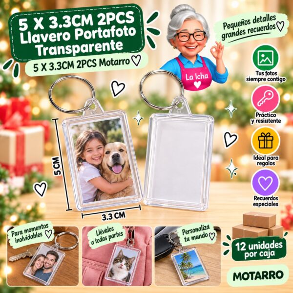 RI-0008277 5 X 3.3CM 2PCS Llavero Portafoto Transparente 5 X 3.3CM 2PCS Motarro