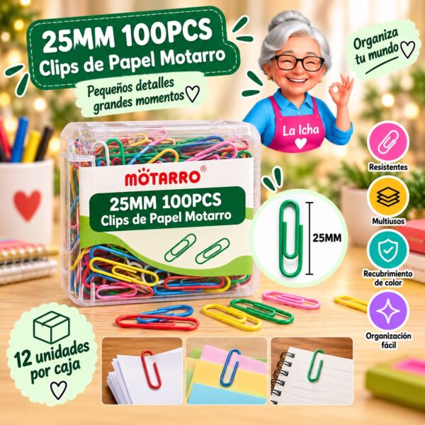 RI-0008280 25MM 100PCS Clips de Papel Motarro