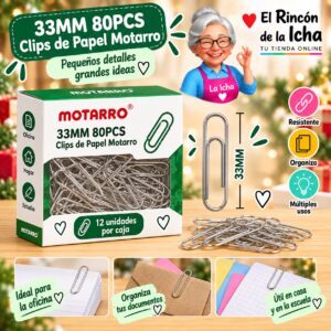33MM 80PCS Clips de Papel Motarro