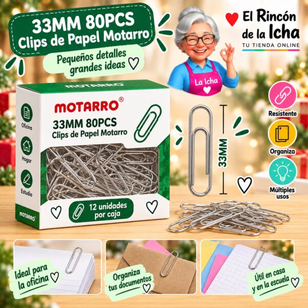RI-0008281 33MM 80PCS Clips de Papel Motarro