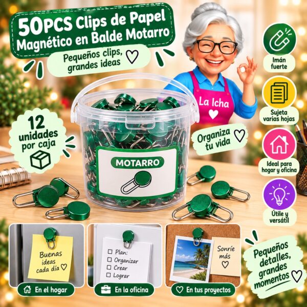 RI-0008294 50PCS Clips de Papel Magnético en Balde Motarro