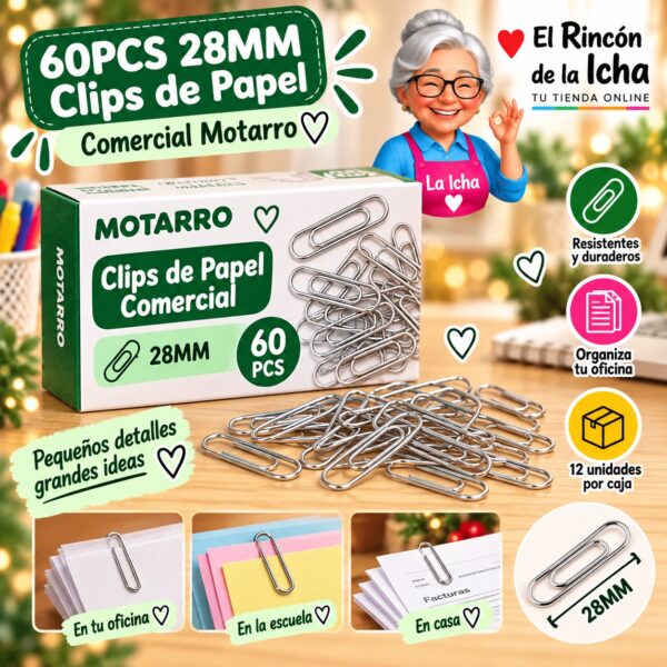 RI-0008296 60PCS 28MM Clips de Papel Comercial Motarro
