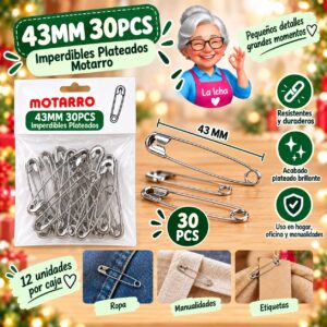 43MM 30PCS Imperdibles Plateados Motarro
