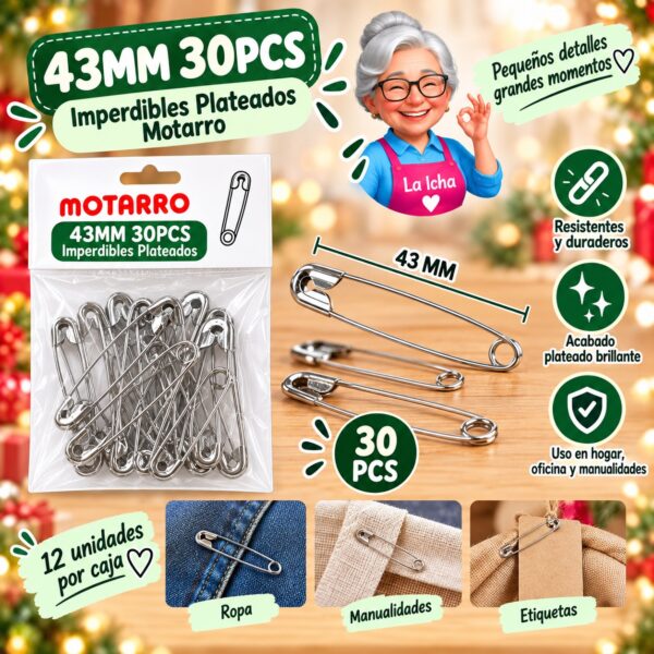 RI-0008299 43MM 30PCS Imperdibles Plateados Motarro