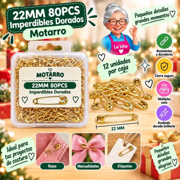 RI-0008300 22MM 80PCS Imperdibles Dorados Motarro