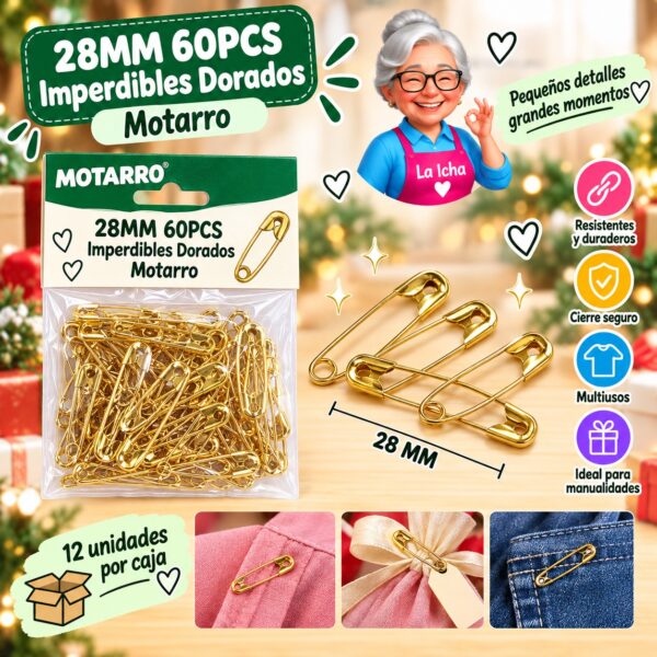 RI-0008301 28MM 60PCS Imperdibles Dorados Motarro