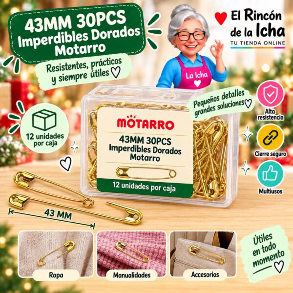 RI-0008304 43MM 30PCS Imperdibles Dorados Motarro