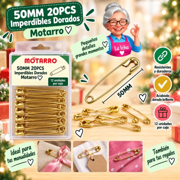 RI-0008305 50MM 20PCS Imperdibles Dorados Motarro