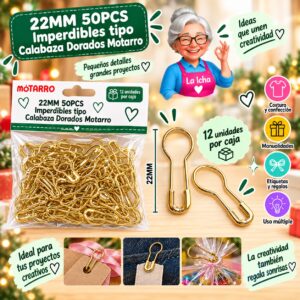 22MM 50PCS Imperdibles tipo Calabaza Dorados Motarro