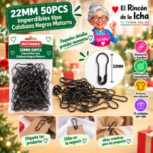 22MM 50PCS Imperdibles tipo Calabaza Negros Motarro