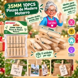 35MM 10PCS Pinzas de Madera Motarro
