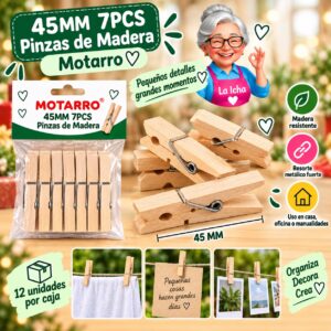 45MM 7PCS Pinzas de Madera Motarro