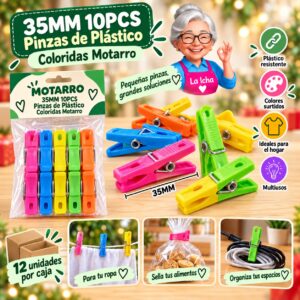 35MM 10PCS Pinzas de Plástico Coloridas Motarro