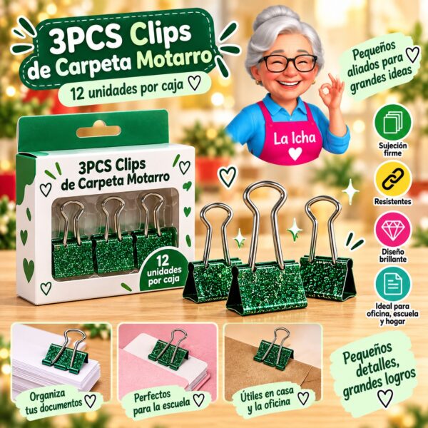 RI-0008320 3PCS Clips de Carpeta Motarro
