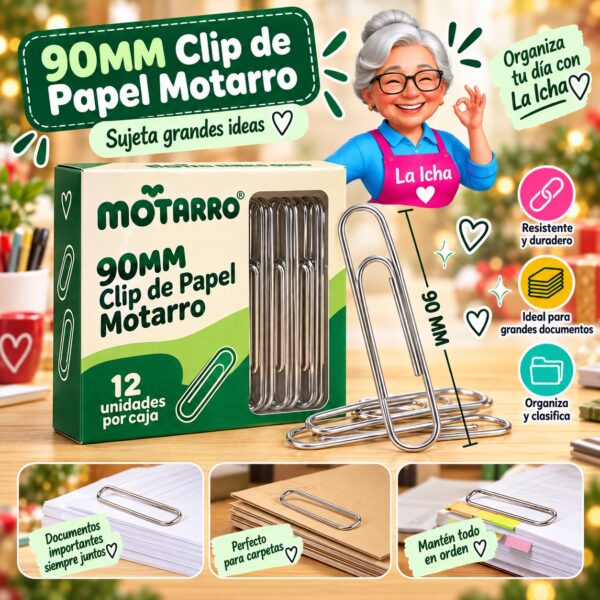 RI-0008330 90MM Clip de Papel Motarro