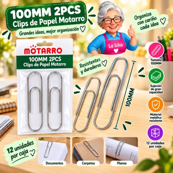 RI-0008331 100MM 2PCS Clips de Papel Motarro
