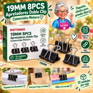 19MM 8PCS Apretadores Doble Clip Comerciales Motarro