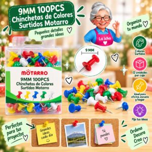 RI-0008350 9MM 100PCS Chinchetas de Colores Surtidos Motarro