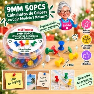 RI-0008353 9MM 50PCS Chinchetas de Colores en Caja Modelo 1 Motarro