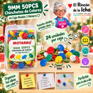 RI-0008354 9MM 50PCS Chinchetas de Colores en Caja Modelo 2 Motarro