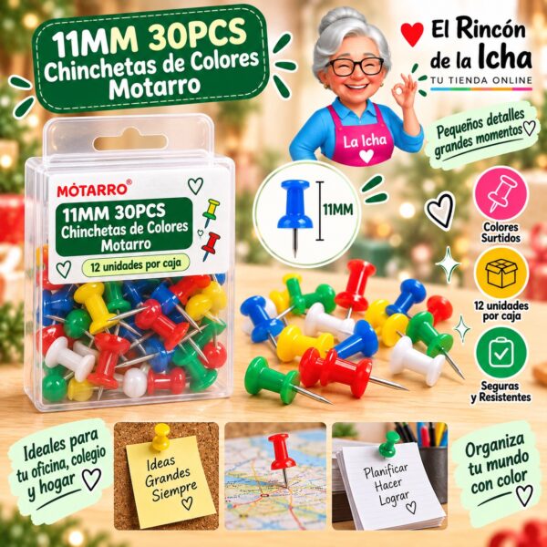 RI-0008358 11MM 30PCS Chinchetas de Colores Motarro
