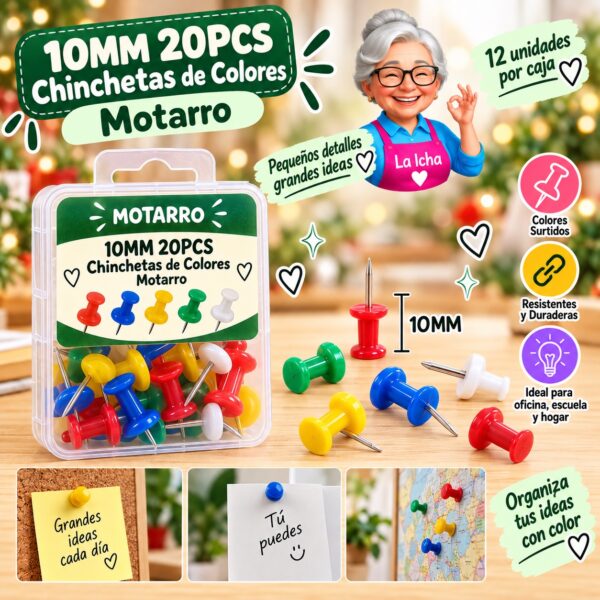 RI-0008359 10MM 20PCS Chinchetas de Colores Motarro
