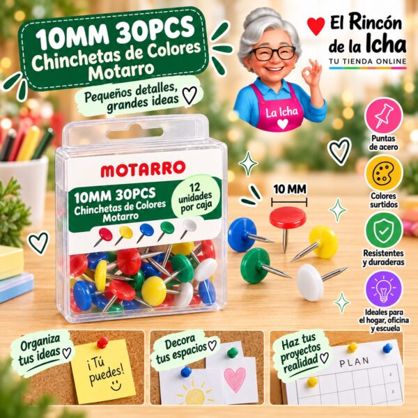RI-0008360 10MM 30PCS Chinchetas de Colores Motarro