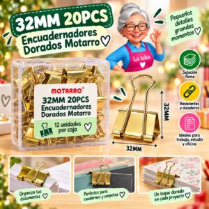 RI-0008361 32MM 20PCS Encuadernadores Dorados Motarro