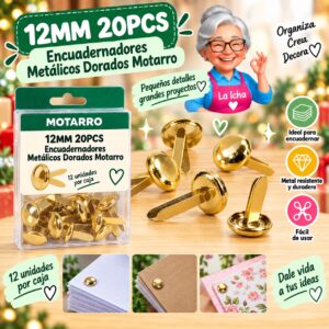RI-0008368 12MM 20PCS Encuadernadores Metálicos Dorados Motarro