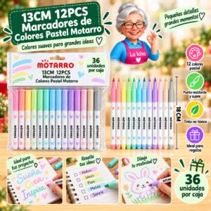 13CM 12PCS Marcadores de Colores Pastel Motarro