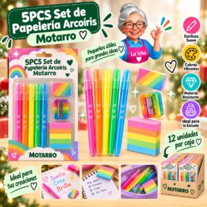 5PCS Set de Papelería Arcoíris Motarro