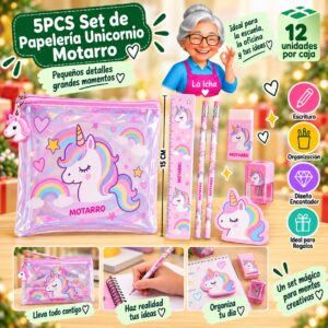 5PCS Set de Papelería Unicornio Motarro