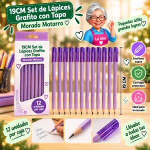 19CM Set de Lápices Grafito con Tapa Morado Motarro