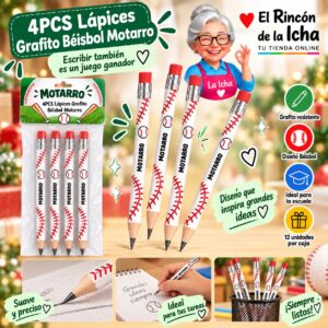 4PCS Lápices Grafito Béisbol Motarro
