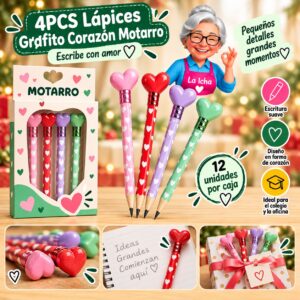 4PCS Lápices Grafito Corazón Motarro