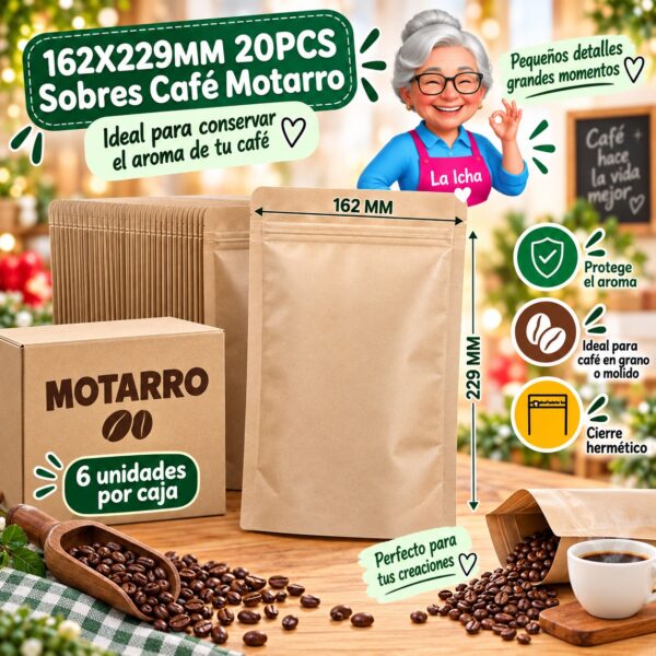162X229MM 20PCS Sobres Café Motarro