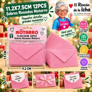 11.2X7.5CM 12PCS Sobres Rosados Motarro