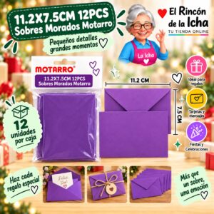 11.2X7.5CM 12PCS Sobres Morados Motarro