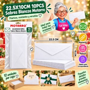 22.5X10CM 10PCS Sobres Blancos Motarro