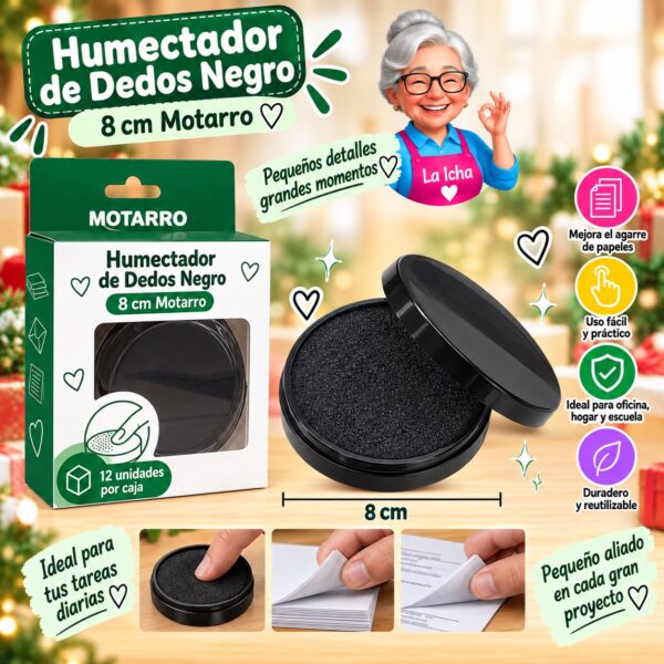 Humectador de Dedos Negro 8 cm Motarro