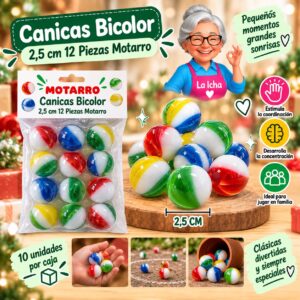 RI-0008429 Canicas Bicolor 2,5 cm 12 Piezas Motarro