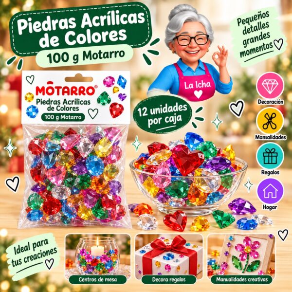 RI-0008430 Piedras Acrílicas de Colores 100 g Motarro