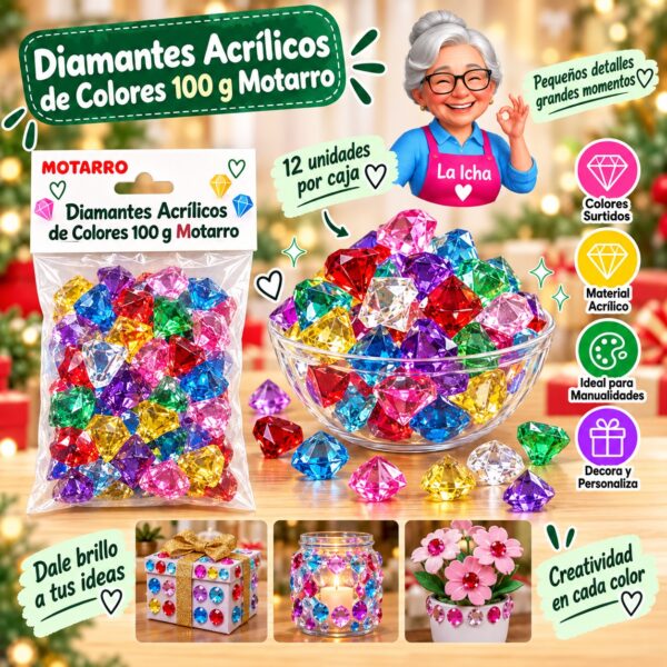 RI-0008431 Diamantes Acrílicos de Colores 100 g Motarro