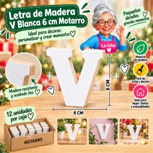 Letra de Madera Q Blanca 6 cm Motarro