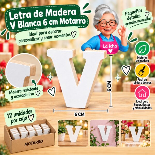 RI-0008437 Letra de Madera Q Blanca 6 cm Motarro