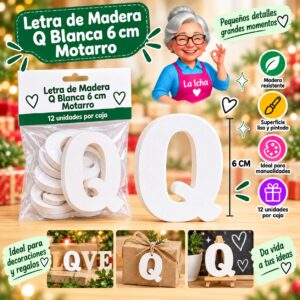 Letra de Madera V Blanca 6 cm Motarro