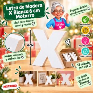 Letra de Madera X Blanca 6 cm Motarro