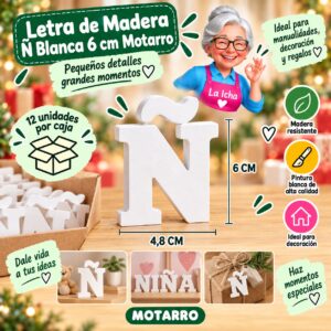 Número de Madera 6 Blanco 6 cm Motarro