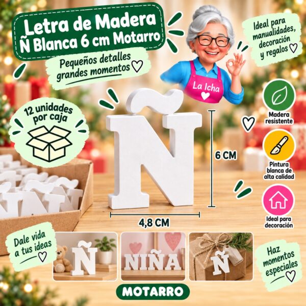 Número de Madera 6 Blanco 6 cm Motarro